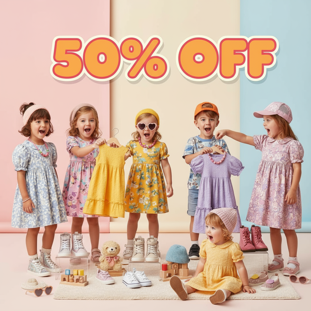 50% OFF Kids Clothing Banner